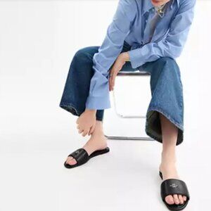 COACH black leather slide sandal, 9. NWT